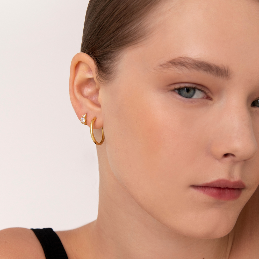 Women’s Small Hoops with Three Round Stone Accents