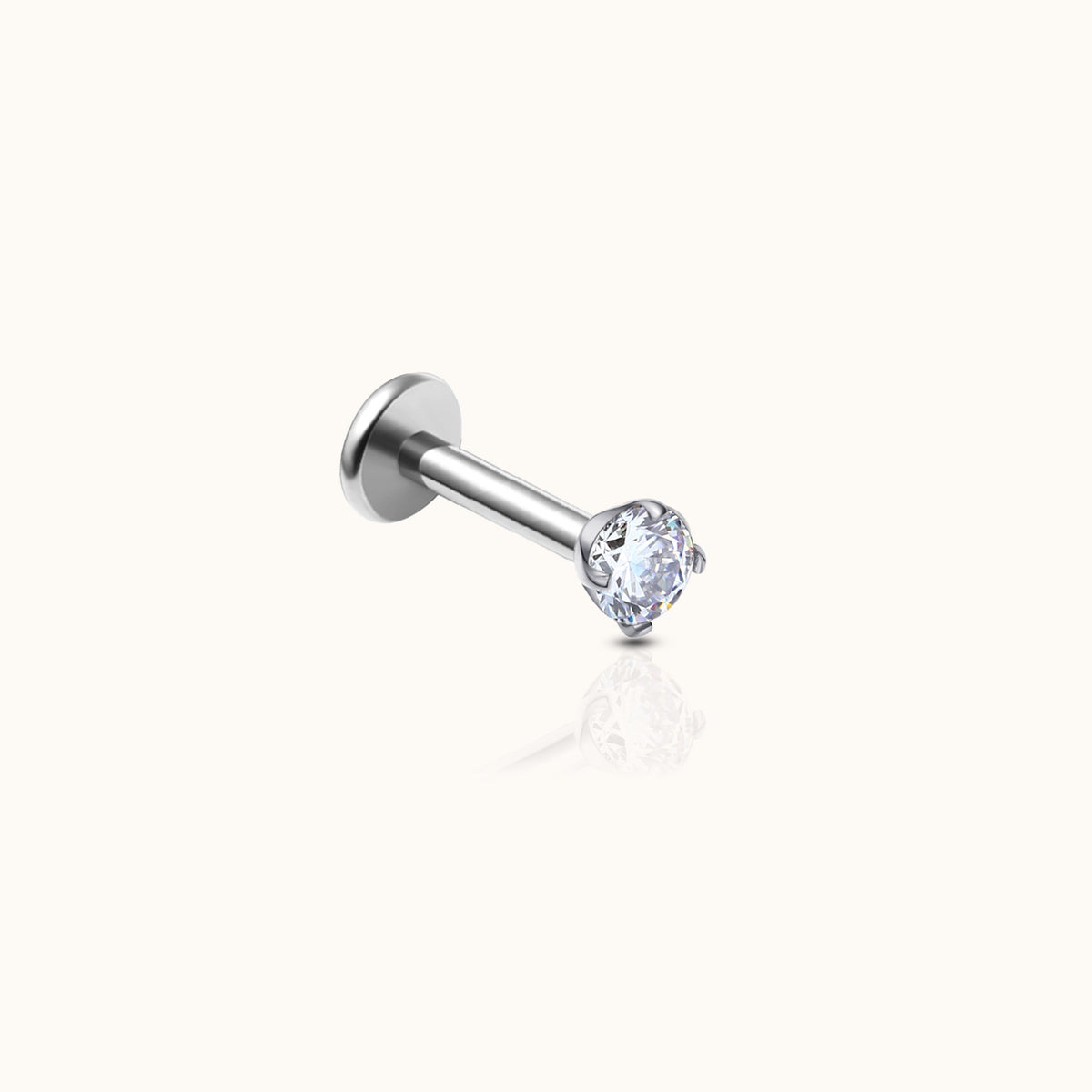 Flat screwless earrings 2 mm with CZ