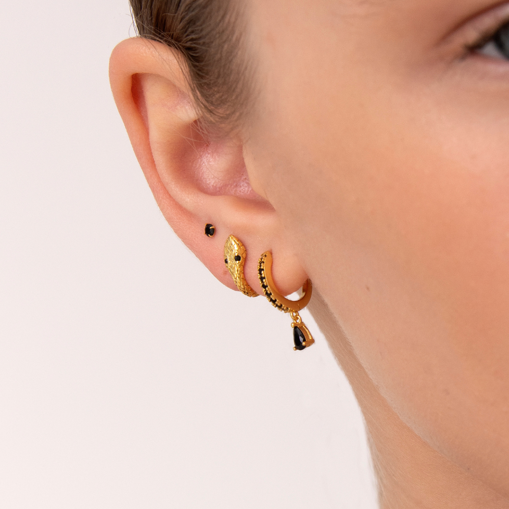 Women’s Snake Hoop Earrings with Intricate Scale Pattern and Eye Elements