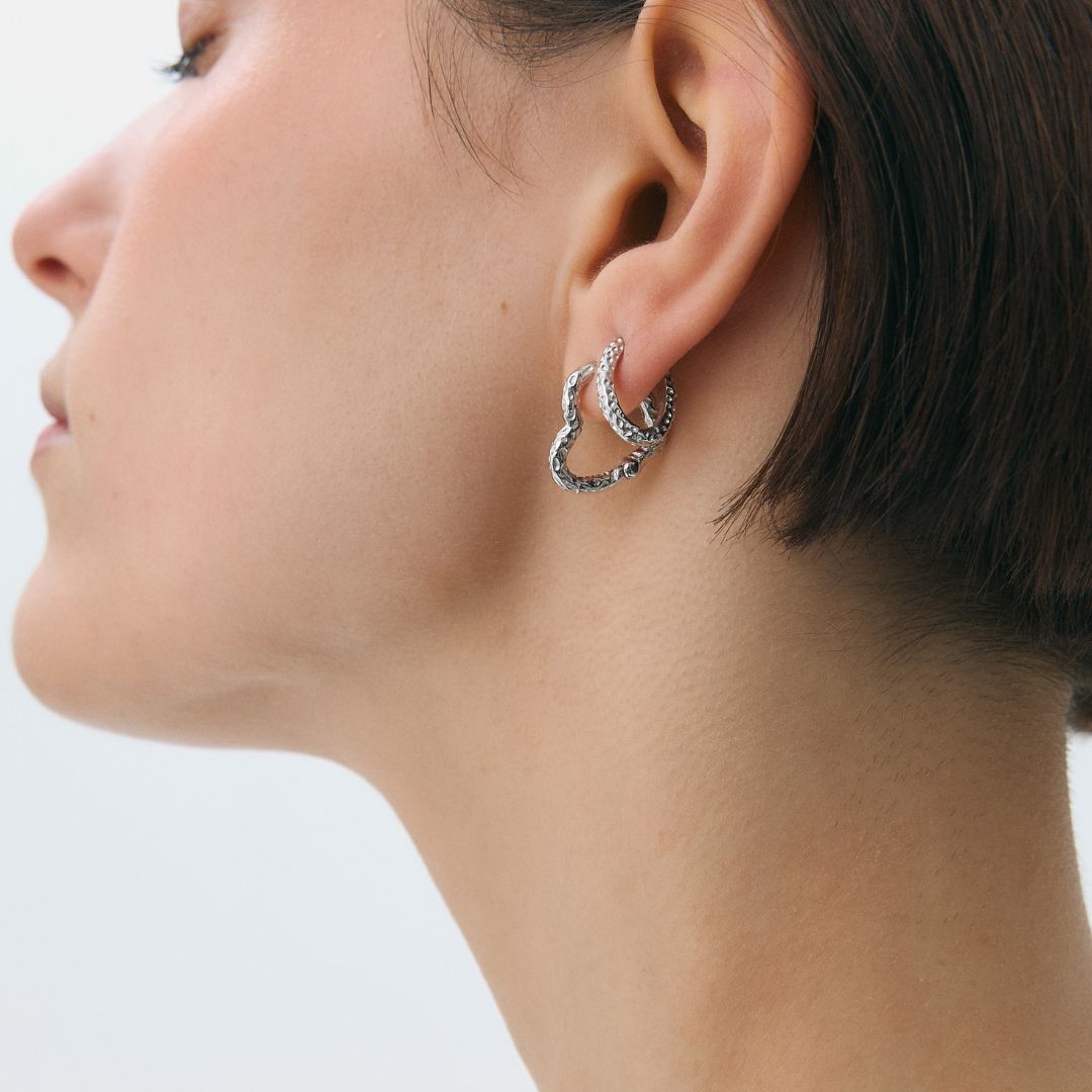 Women’s Heart Hoops with Original Texture and Organic Shape