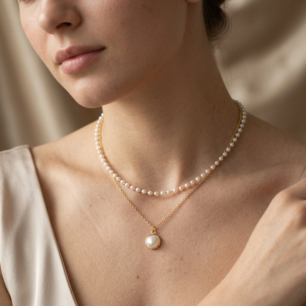 Auriane – Elegant pearl and gold chain necklace