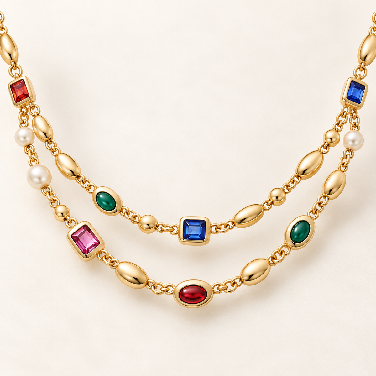 Aileen – Double Strand Colorful Pearl Necklace