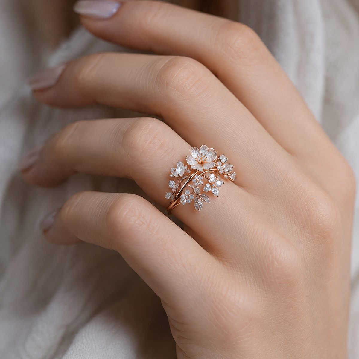 Viviane – Bright Crystal Flower Ring