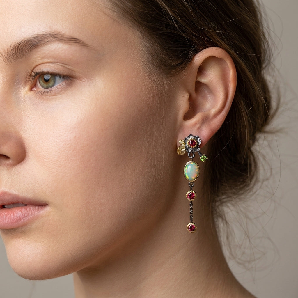 Zyra – Boho Earrings in White and Red