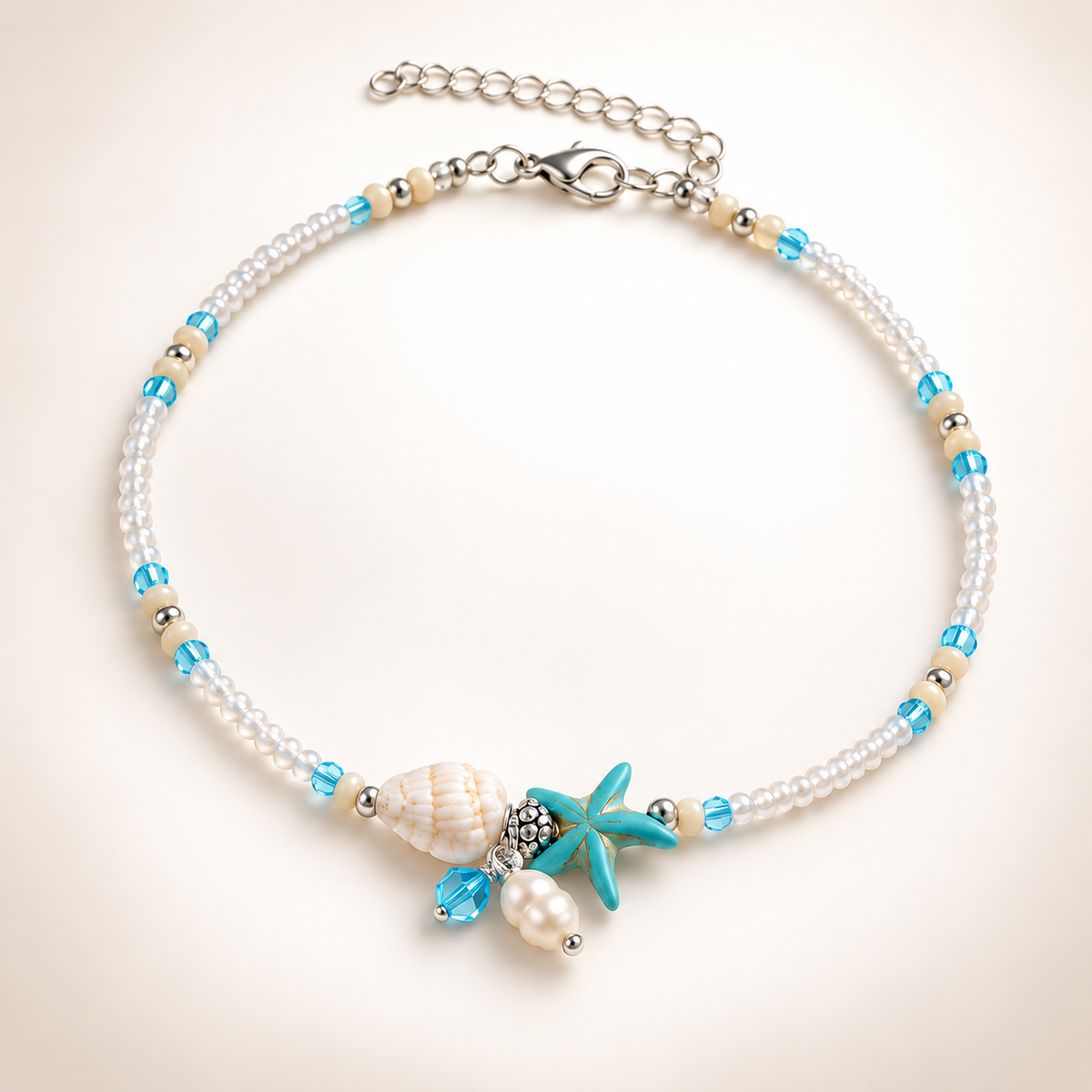 Mireva – Anklet featuring star, shell and stone accents