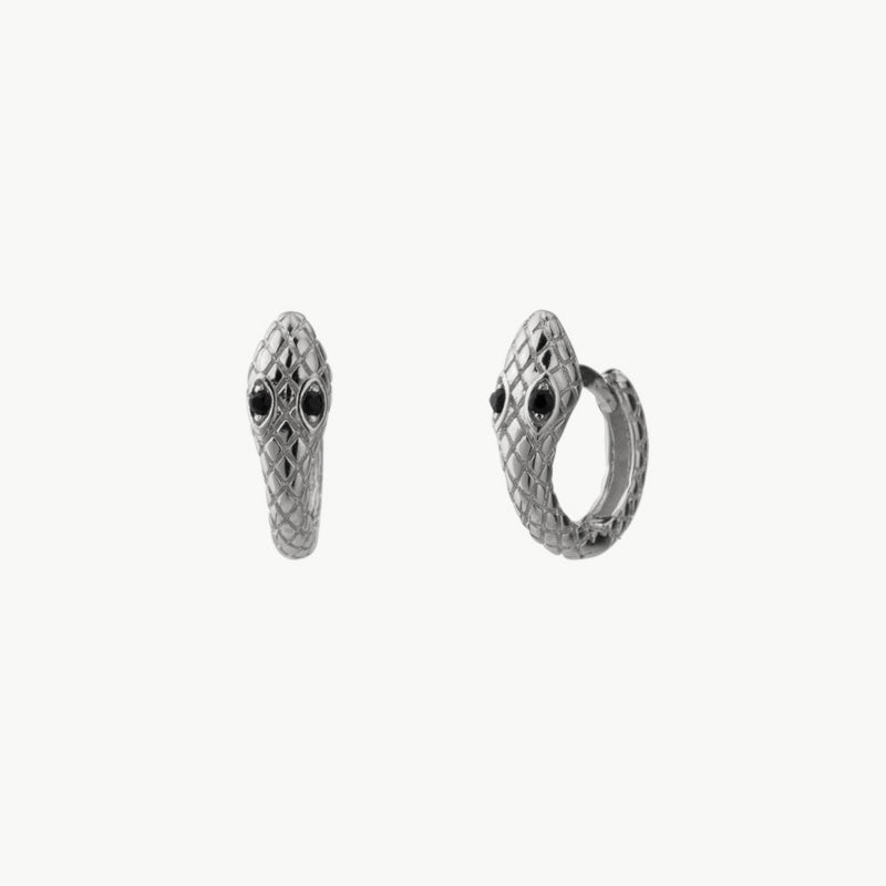 Women’s Snake Hoop Earrings with Intricate Scale Pattern and Eye Elements
