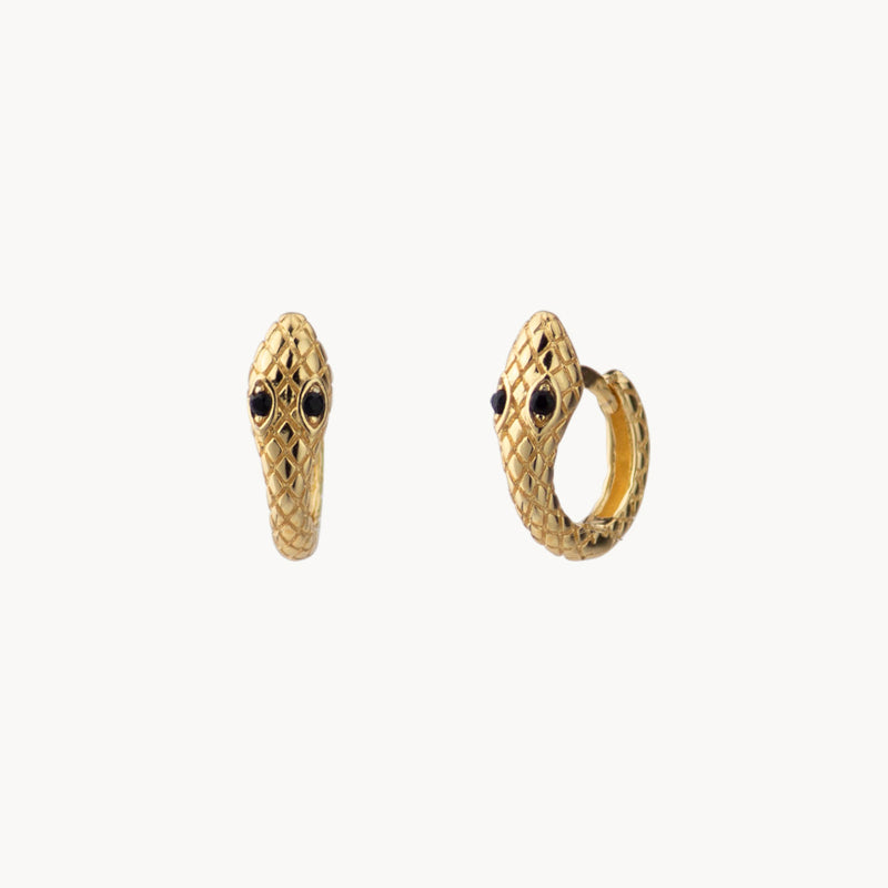 Women’s Snake Hoop Earrings with Intricate Scale Pattern and Eye Elements