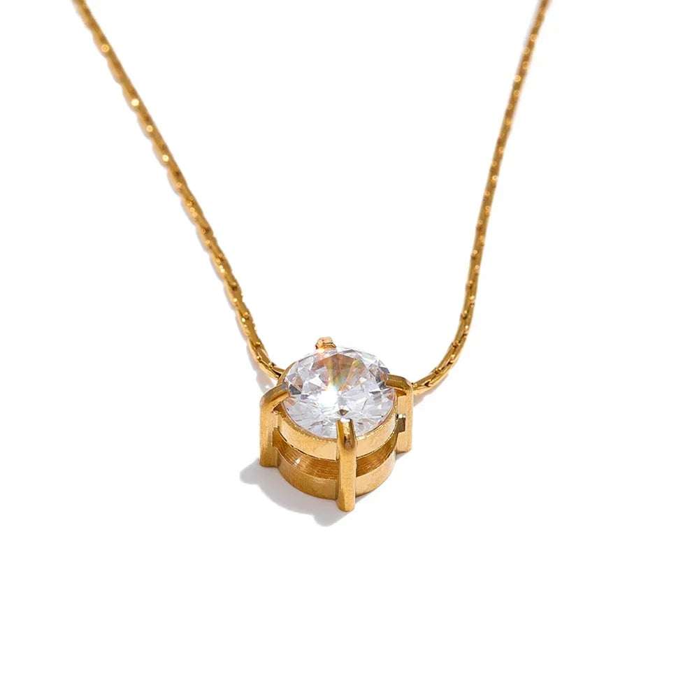 Women’s Pendant Necklace with Simple Cast Pendant and Gemstone Accents