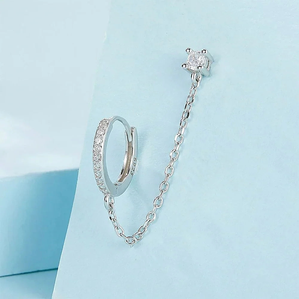 Women's Hoop Earring with Chain and Dangle Detail