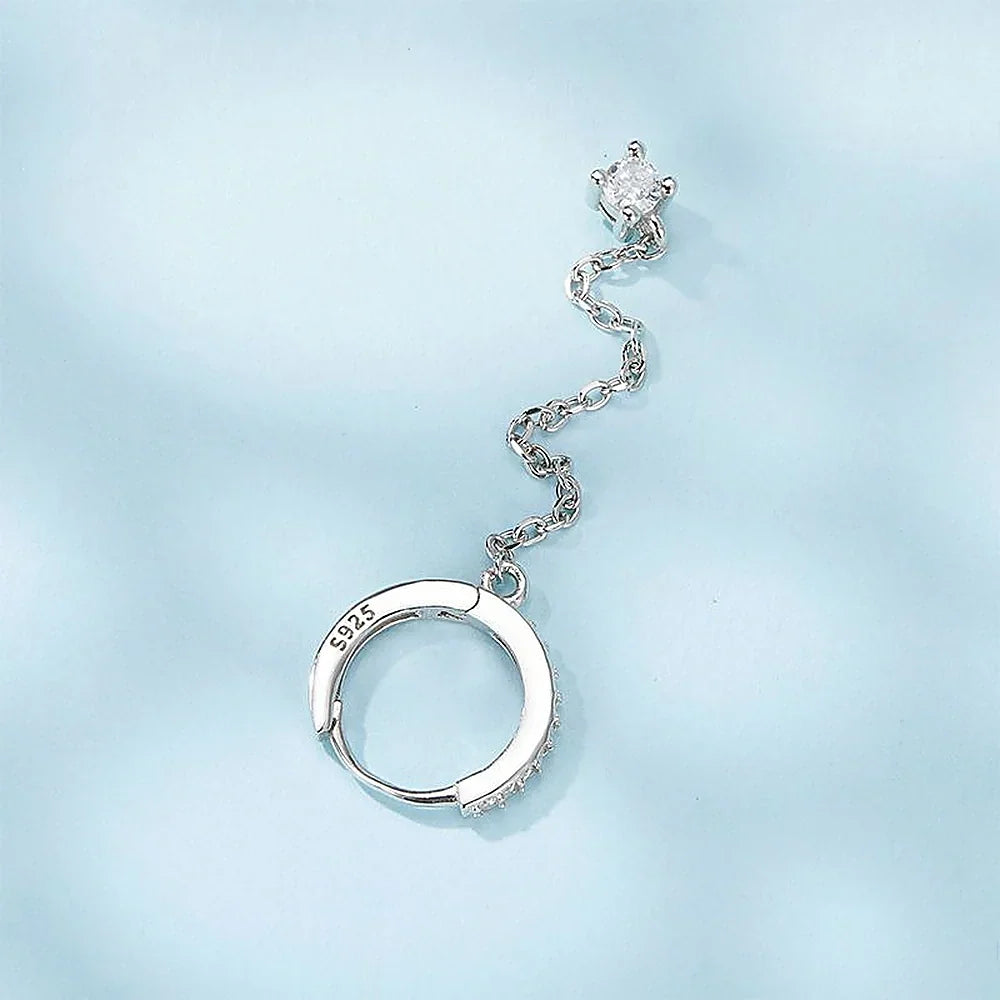 Women's Hoop Earring with Chain and Dangle Detail