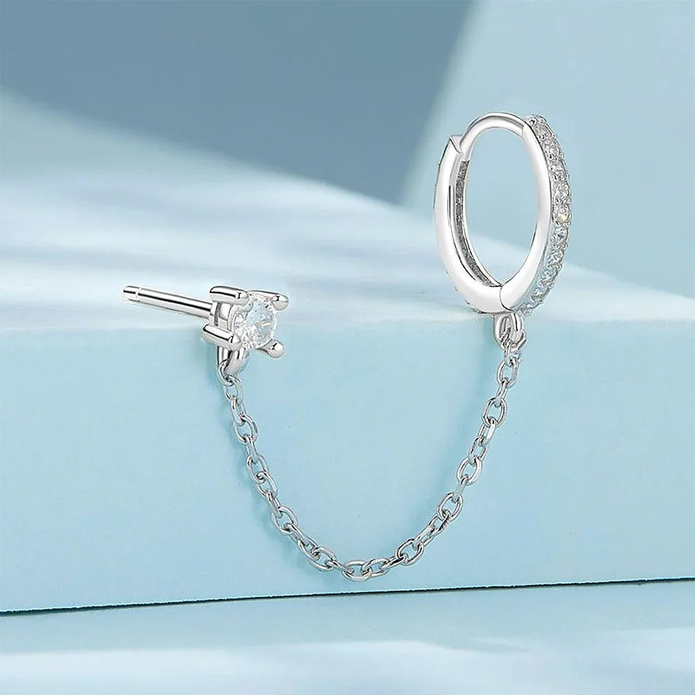 Women's Hoop Earring with Chain and Dangle Detail
