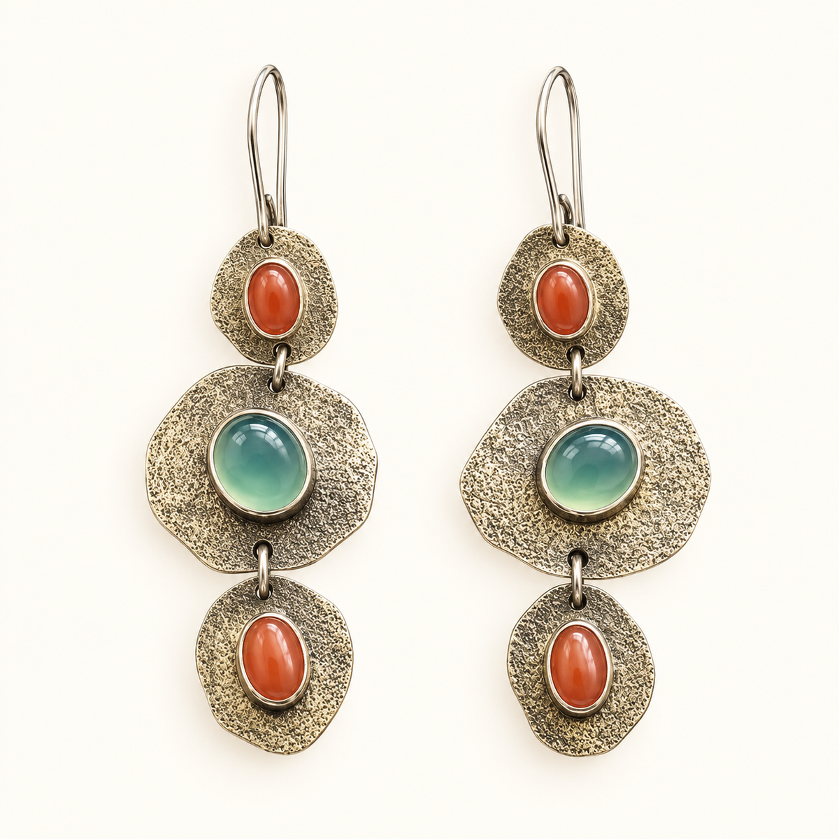Women’s Drop Earrings Showcasing Natural Round Shapes and Oval Gemstone Accents