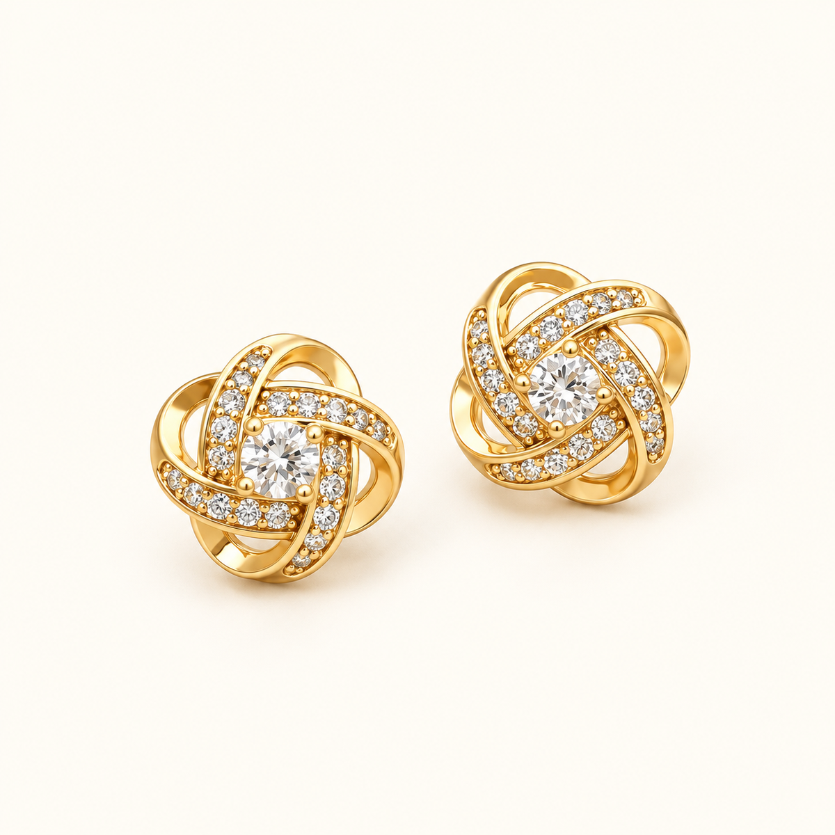 Women’s Cross Ear Studs Showcasing Geometric Hollow Design and Stone Embellishments