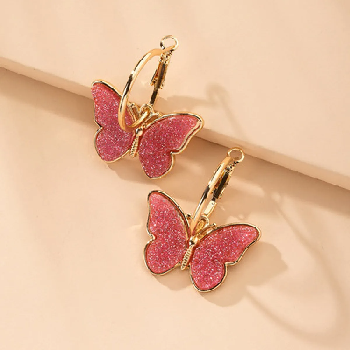 Women’s Butterfly Drop Earrings Featuring Transparent Wing Look and Hoop Style