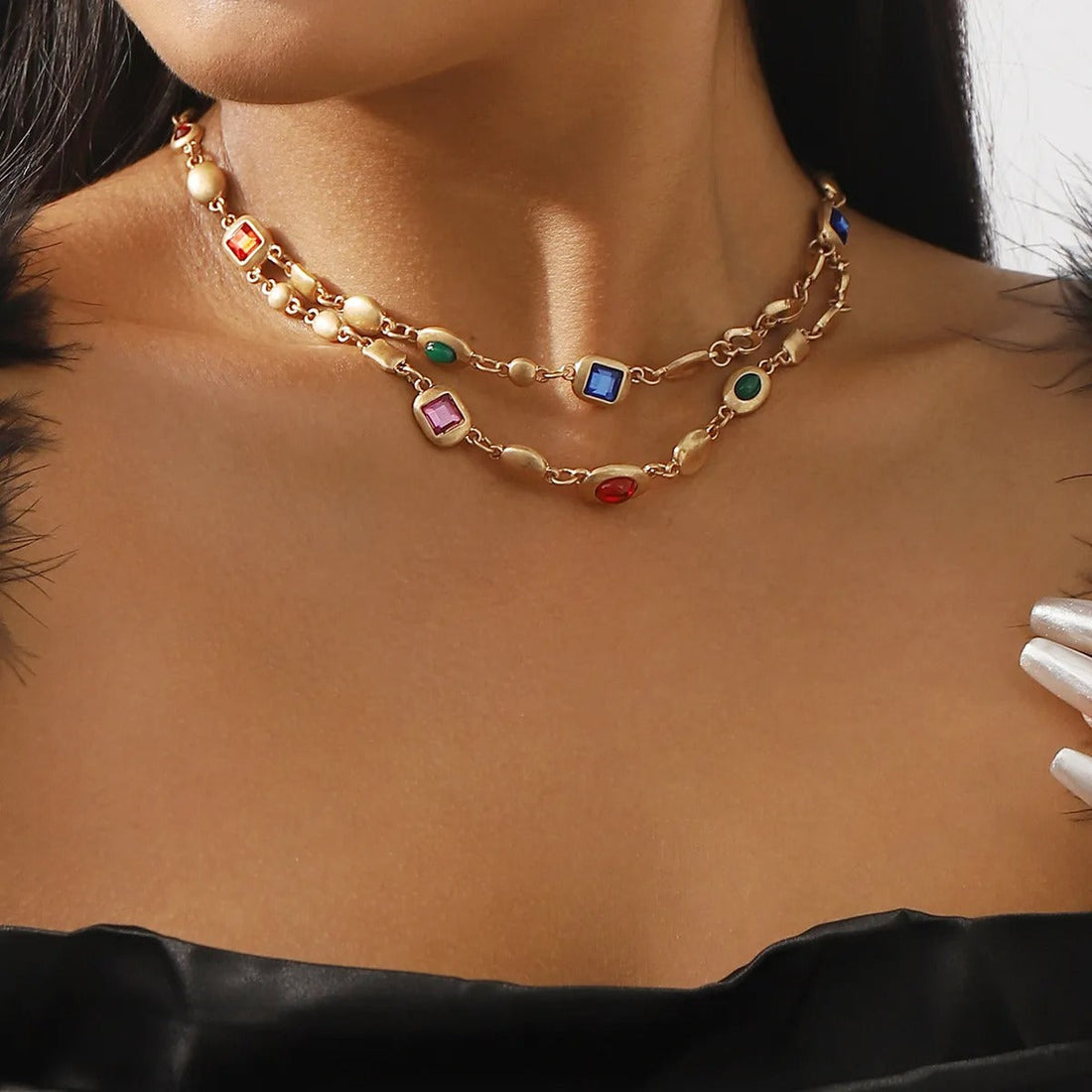 Aileen – Double Strand Colorful Pearl Necklace