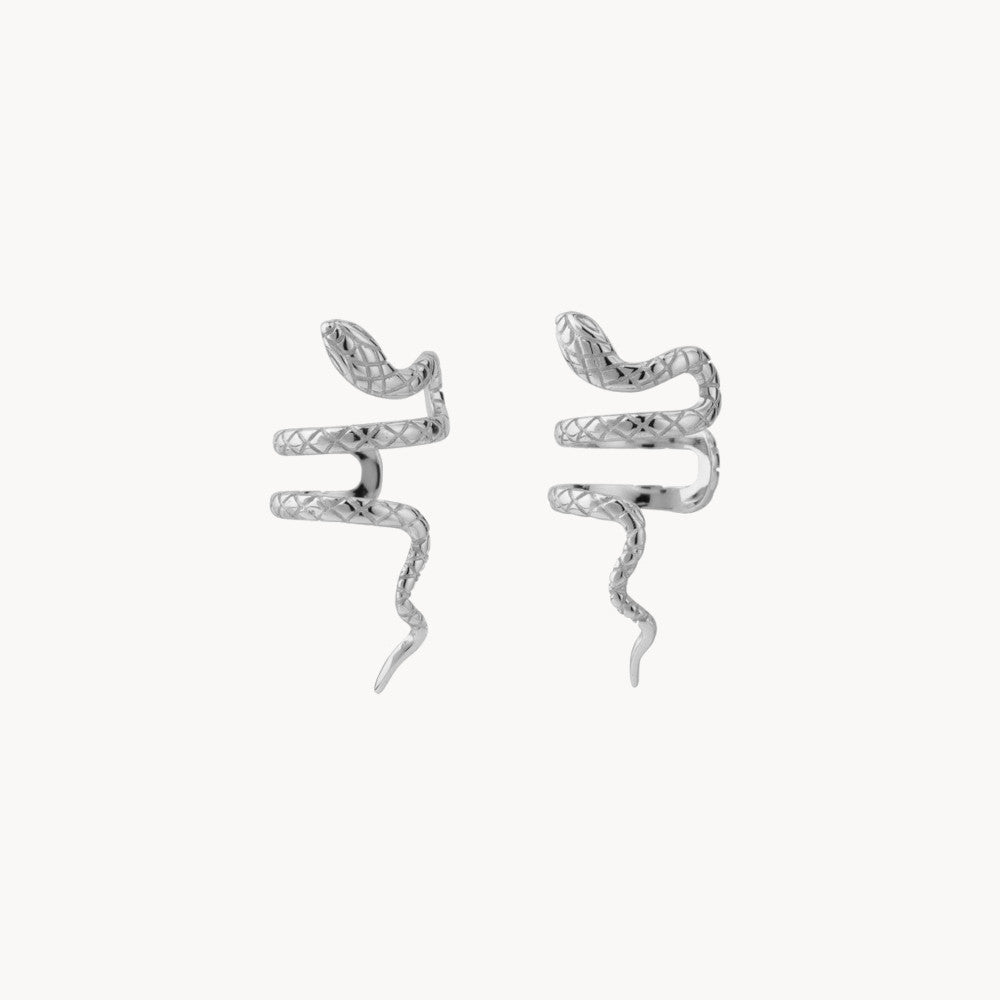 Women's Snake Ear Cuff Featuring Twisted Design and Engraved Scale Detailing
