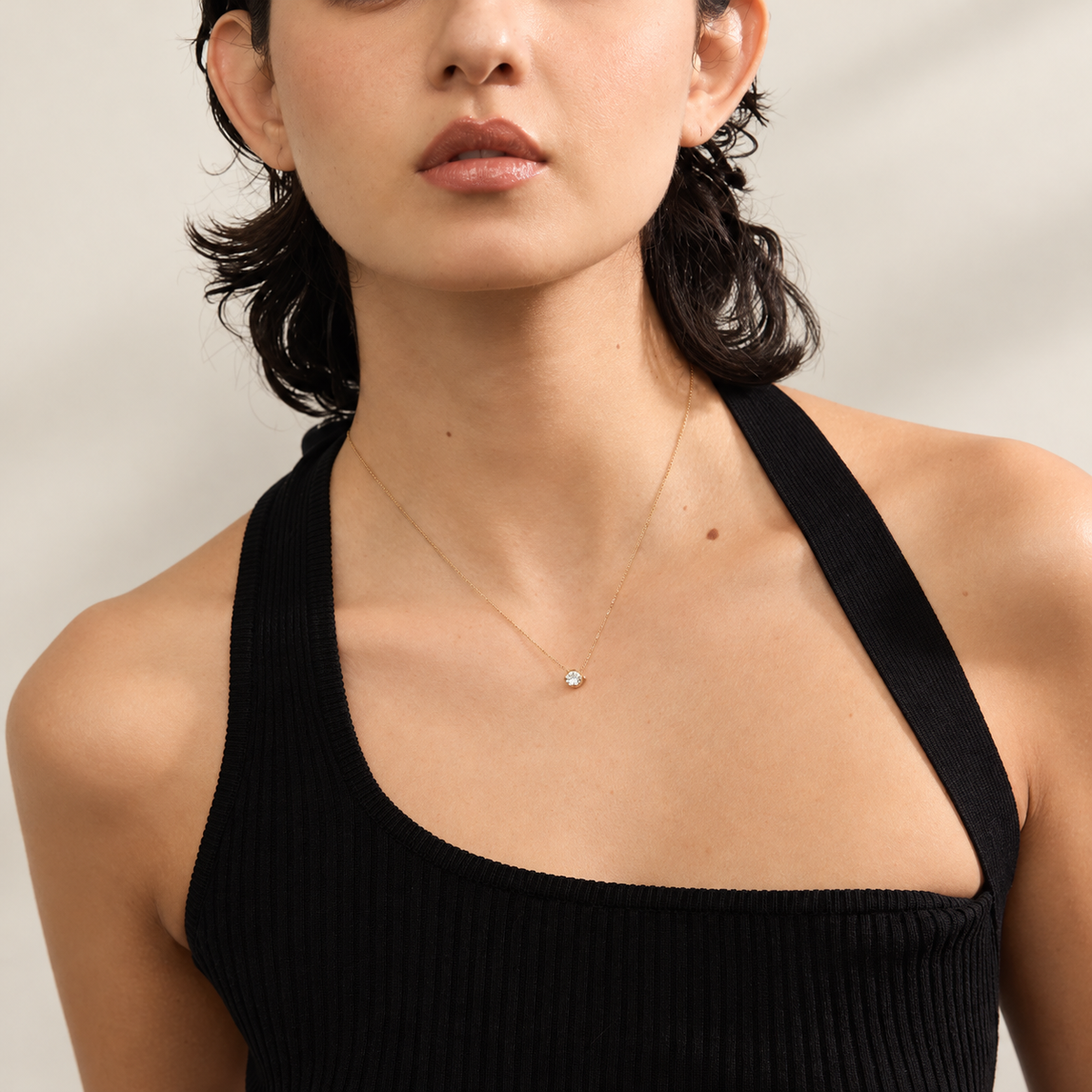 Women’s Pendant Necklace with Simple Cast Pendant and Gemstone Accents