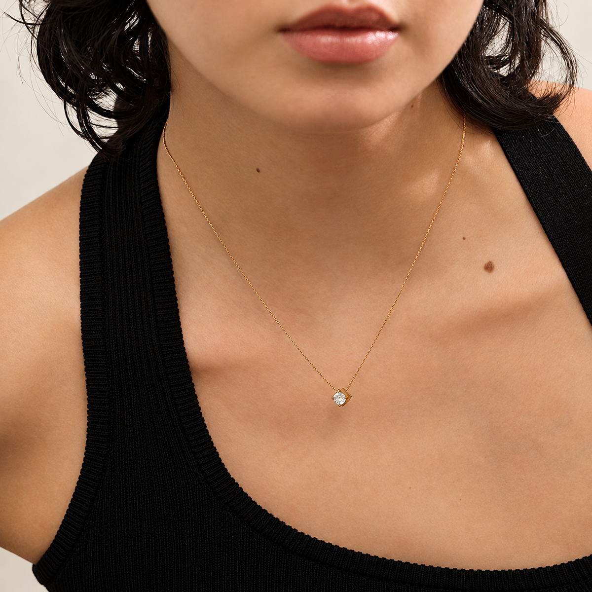 Women’s Pendant Necklace with Simple Cast Pendant and Gemstone Accents